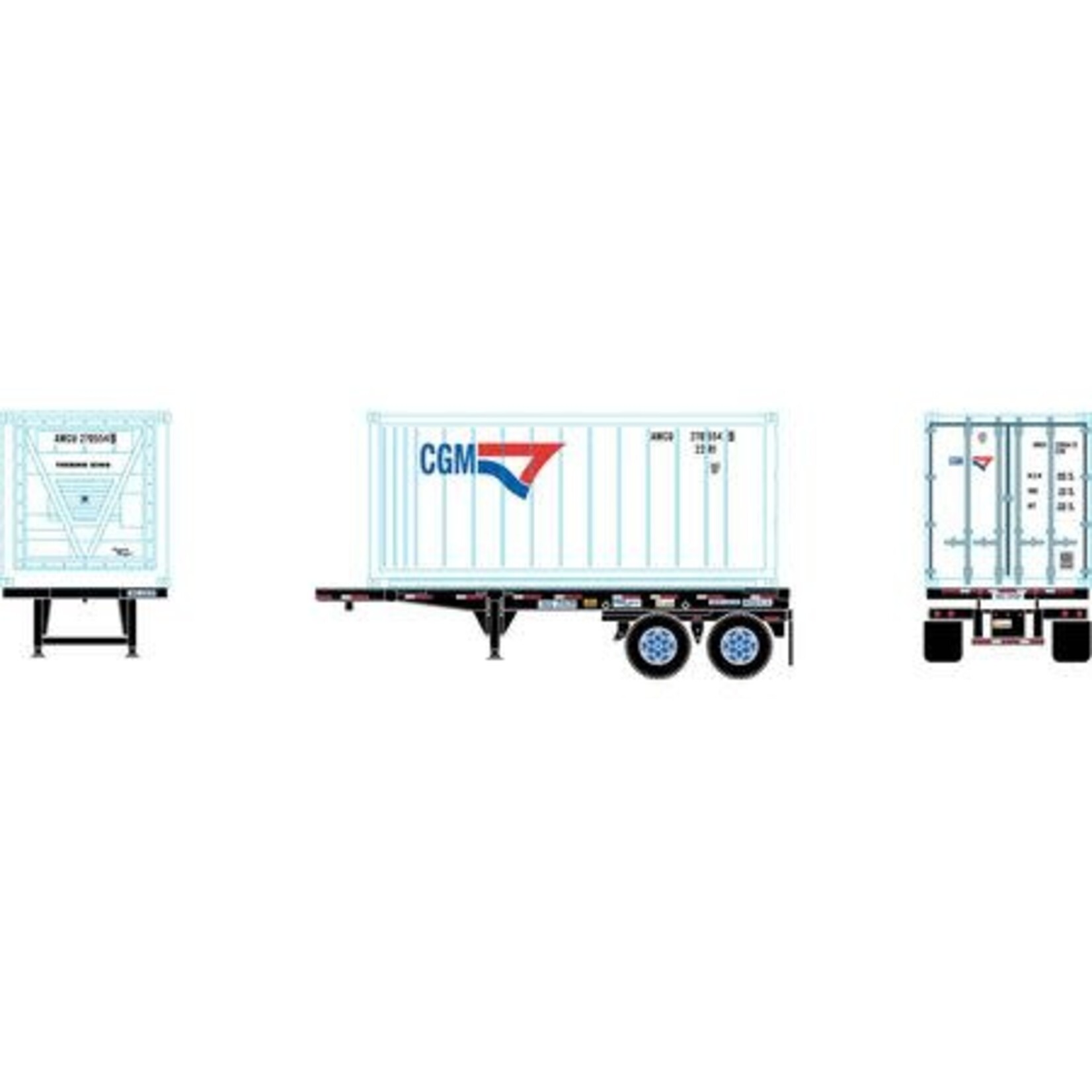 Athearn 28892 HO RTR 20' Chassis w Reefer Container CGM
