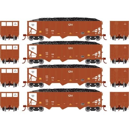 15166 HO RTR 40' 3-Bay Ribbed Hopper Load CC (4)