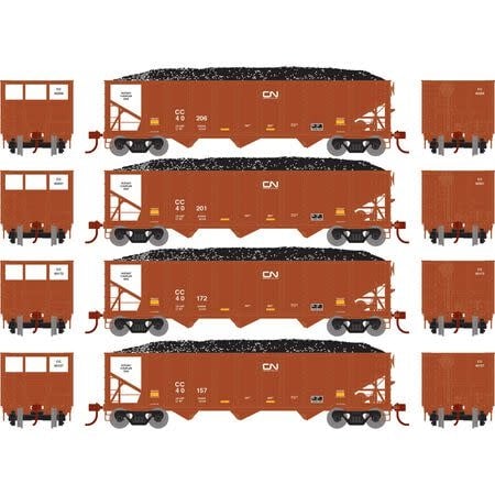 15167 HO RTR 40' 3-Bay Ribbed Hopper Load CC (4)