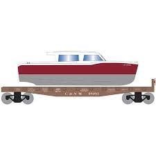 1028 HO 40' Flat w/Red Boat, C&NW 48081