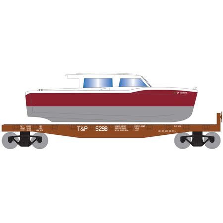 1047 HO 40' Flat w/Red Boat, T&P 5298
