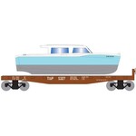 Roundhouse 1048 HO 40' Flat w/Blue Boat, T&P 5327