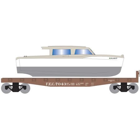 1055 HO 40' Flat w/White Boat, FEC 7043