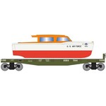 Roundhouse 2277 HO 40' Flat w/Air Force Rescue Boat, DODX 7014