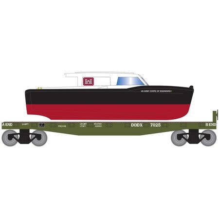 2279 HO 40' Flat w/Army COE Boat, DODX 7025
