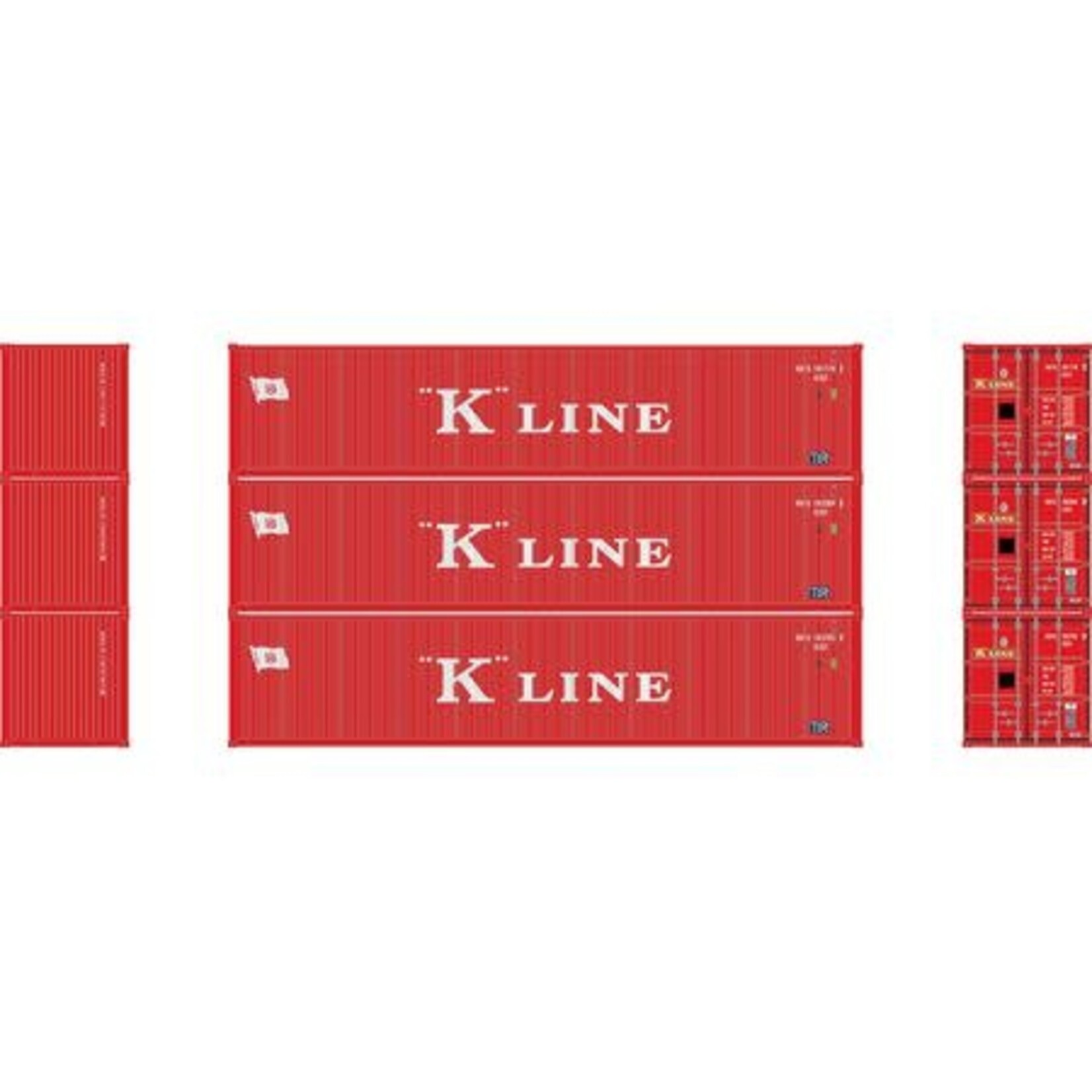 Athearn 27053 HO 40' Corrugated Low-Cube Container,K Line 1(3)