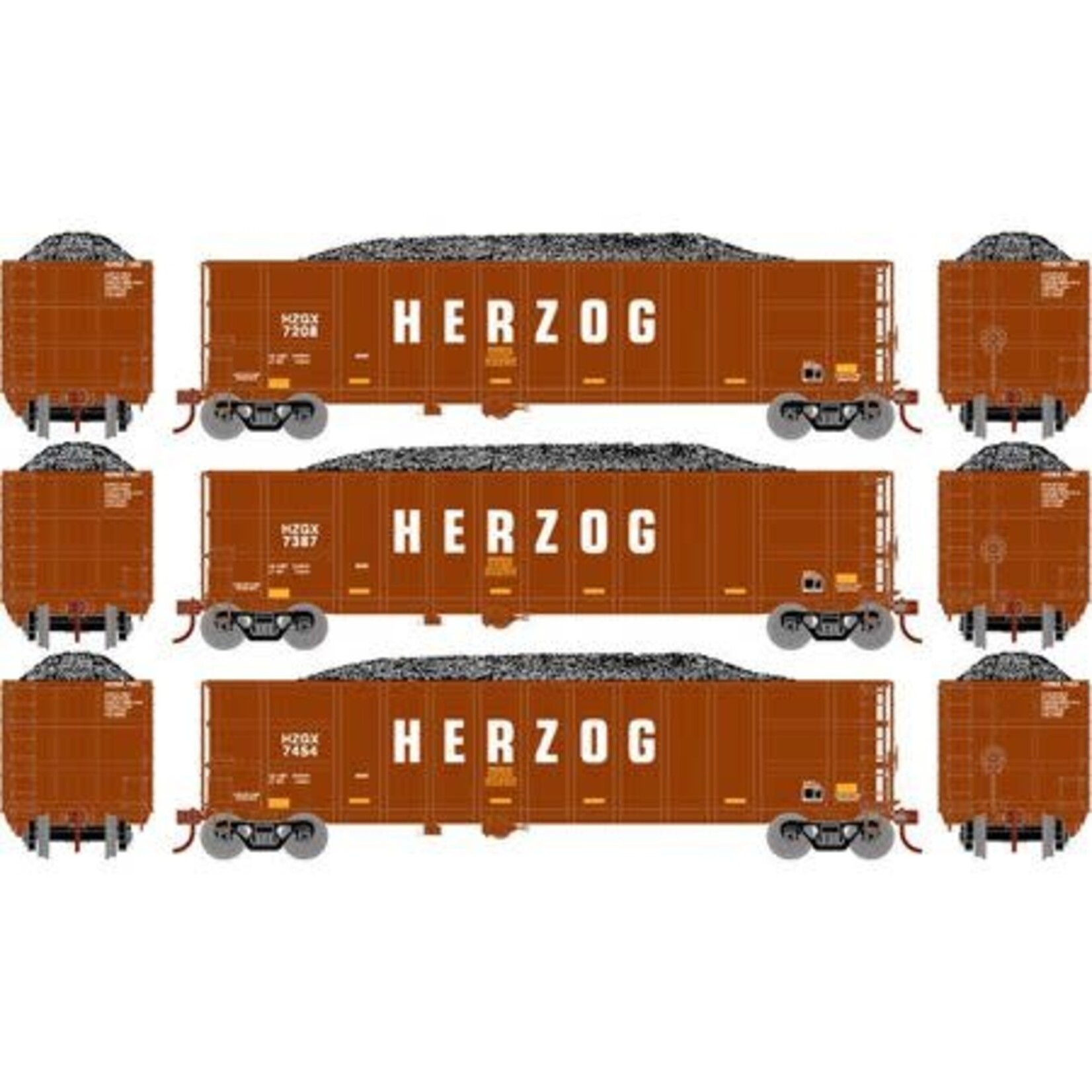 Athearn 7476 HO RTR Thrall High Side Gondola/Load,HZX/Brn 1(3)