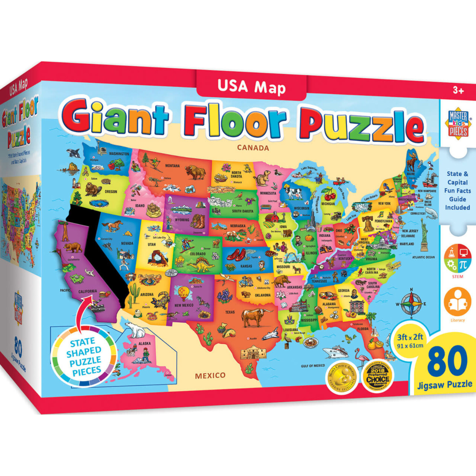 MasterPieces 12001 USA Map Floor Puzzle 80pc Chuck s Trains Hobby Depot masterpieces-12001-usa-map-floor-puzzle-80pc-chuck-s-trains-hobby-depot