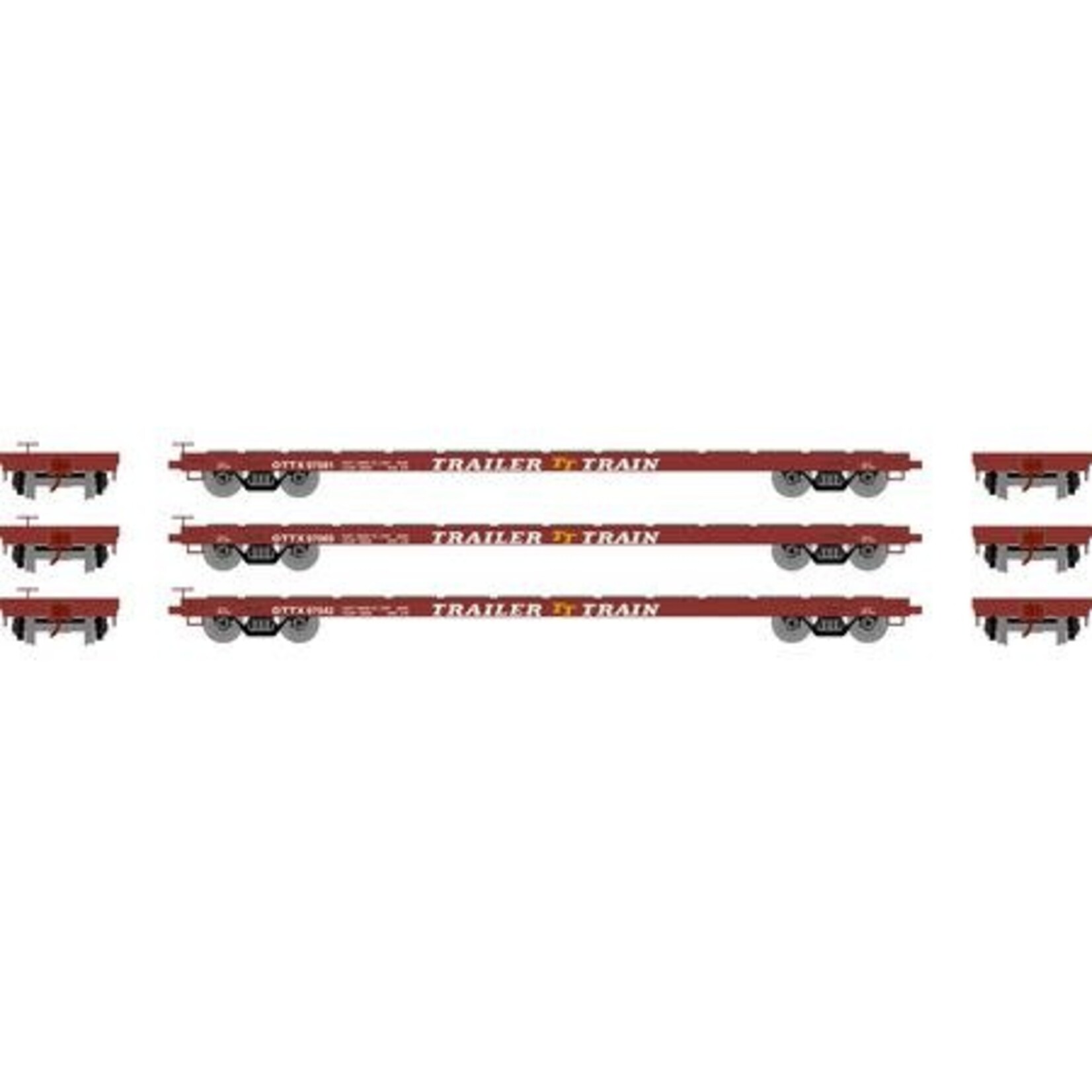 Athearn 97071 HO 60' Flat, OTTX/Brown Logo (3)