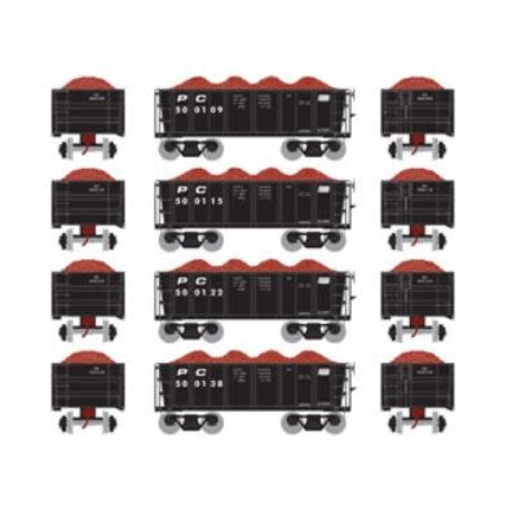 Athearn 97697 HO RTR 26' Ore Car Low Side w/Load, PC 2 (4)