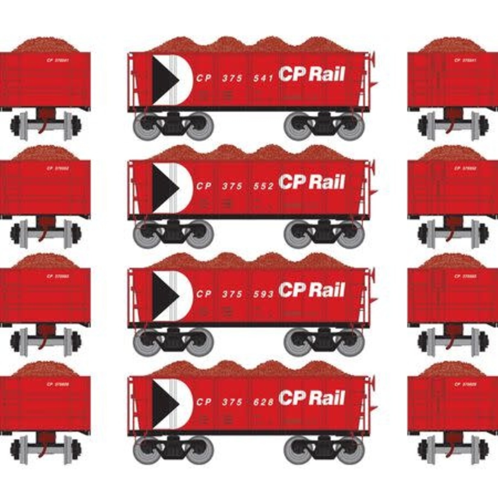 Athearn 97949 HO 26' Ore Low Side w/Load, CPR/Red 2 (4)