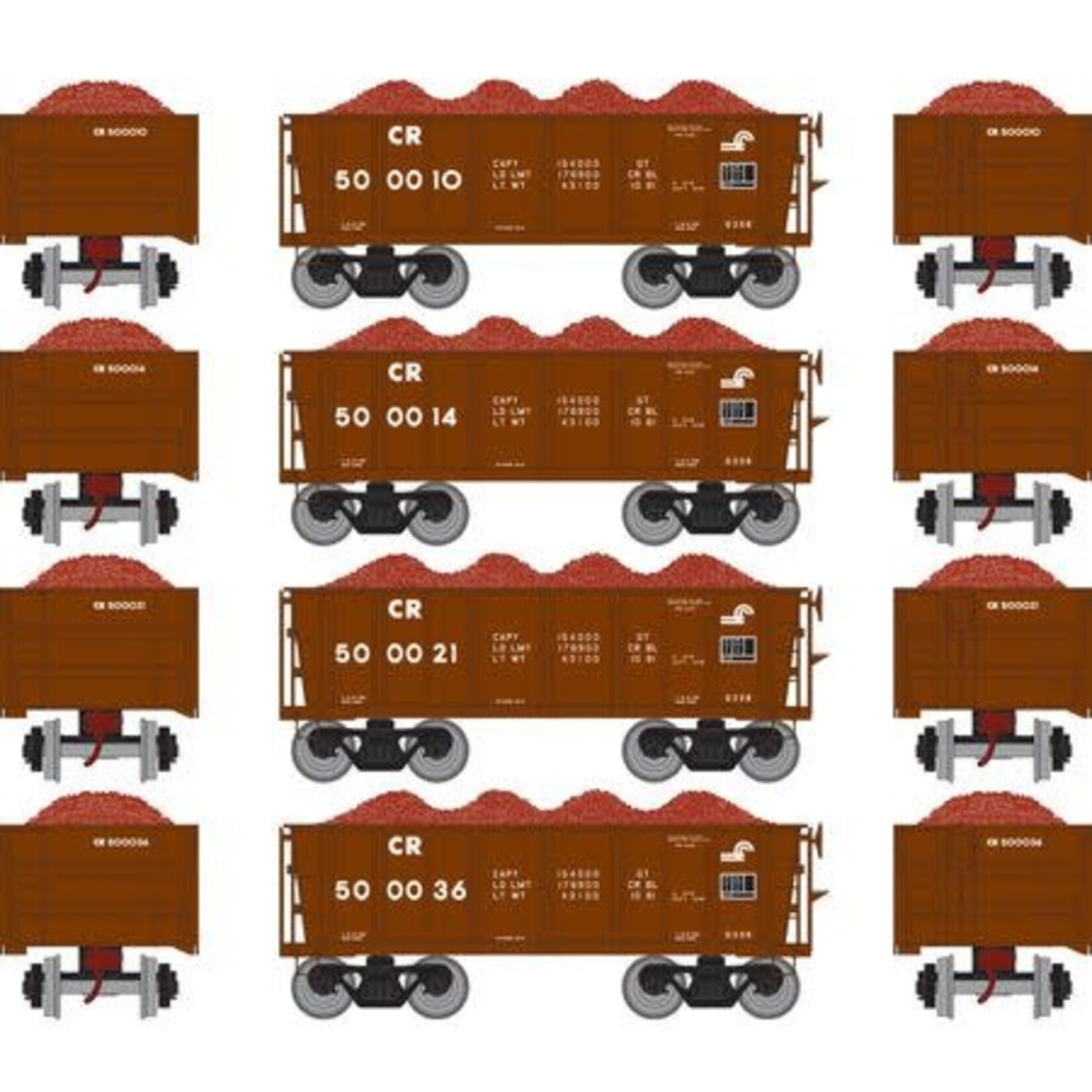 Athearn 97952 HO 26' Ore Low Side w/Load, CR 1 (4)