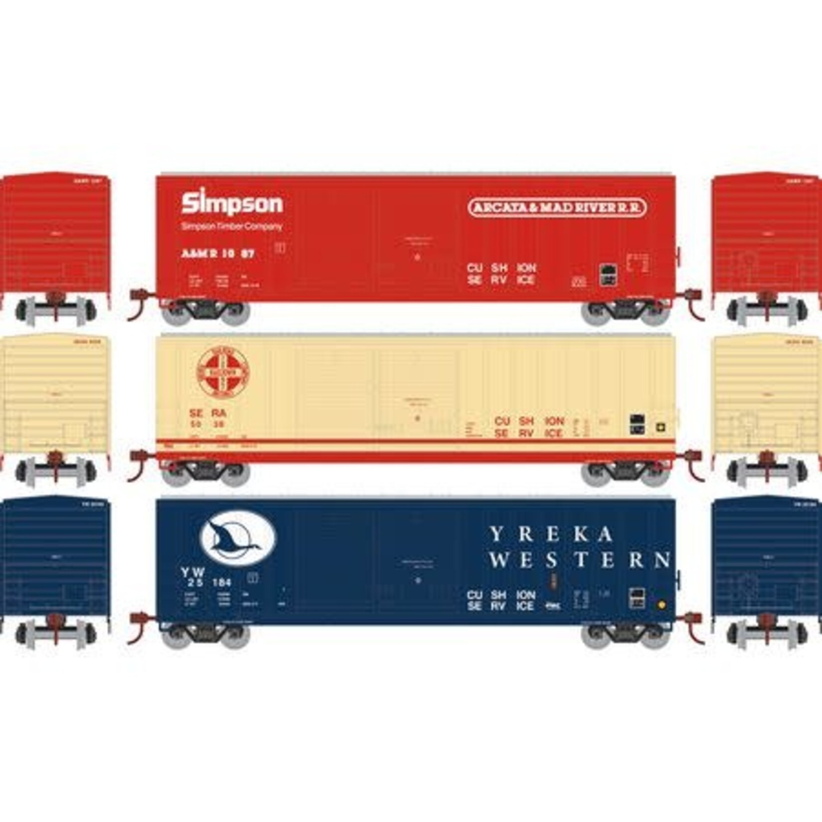 Athearn 98519 HO 50' FMC Box,Asst A&MR/SERA/YW