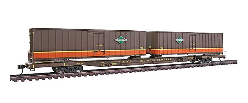 Gold Line(TM) Mark IV Flexi-Van Flatcar w/Two Trailers -- IC 925