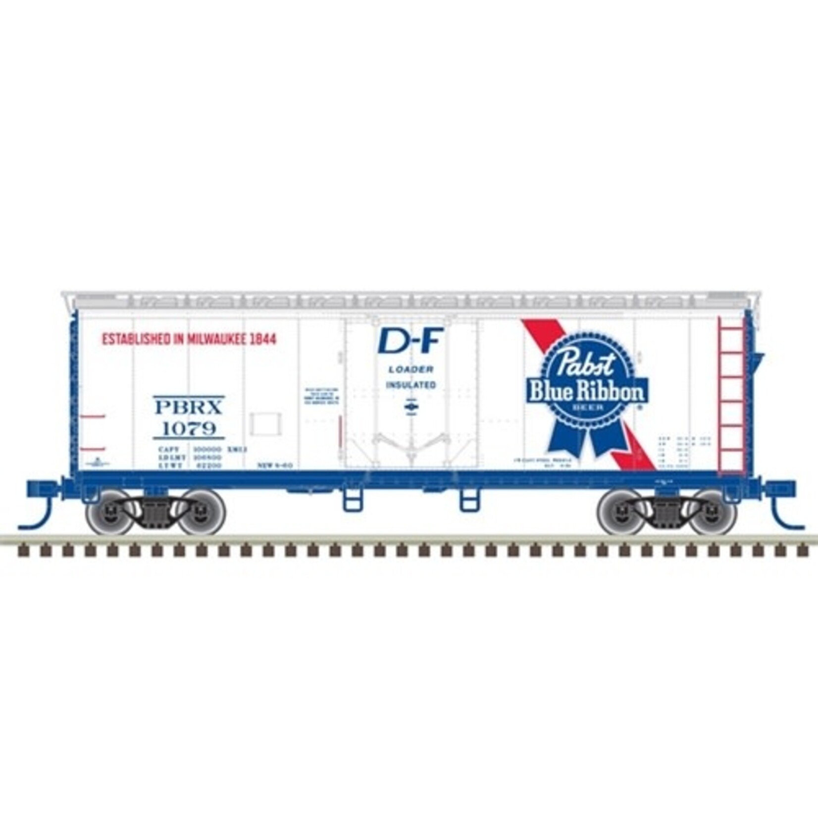 Atlas 50005646 N 40' Plug Door Box Car PBR 1027 (White/Blue/Red)