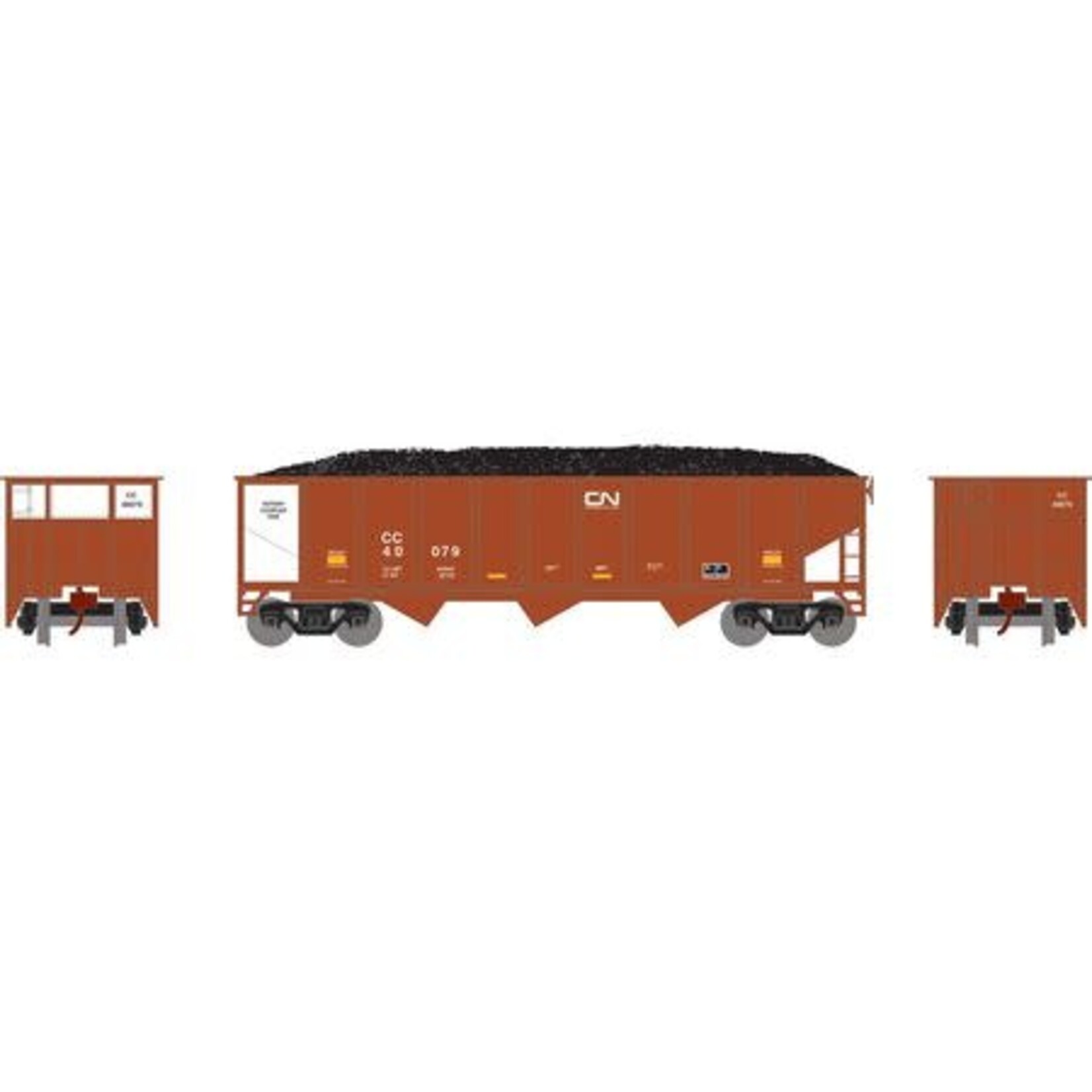 Athearn 25576 N 40' 3-Bay Ribbed Hopper w/Load, CC #40079