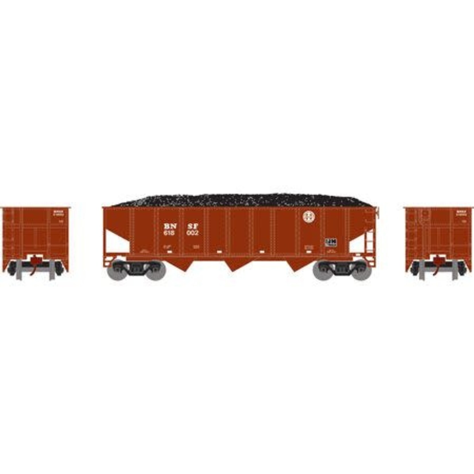 Athearn 25567 N 40' 3-Bay Ribbed Hopper w/Load, BNSF #618002