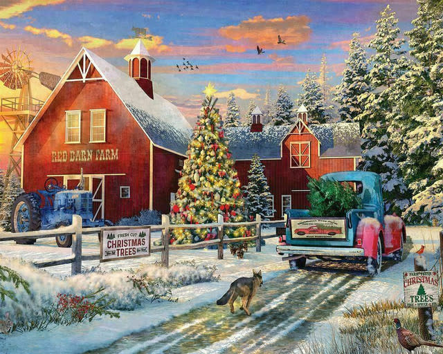 3410908 Red Barn Tree Farm 1000 Piece Jigsaw Puzzle
