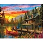 Springbok 3310892 Cabin Evening Sunset 1000 Piece Jigsaw Puzzle
