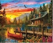 3310892 Cabin Evening Sunset 1000 Piece Jigsaw Puzzle
