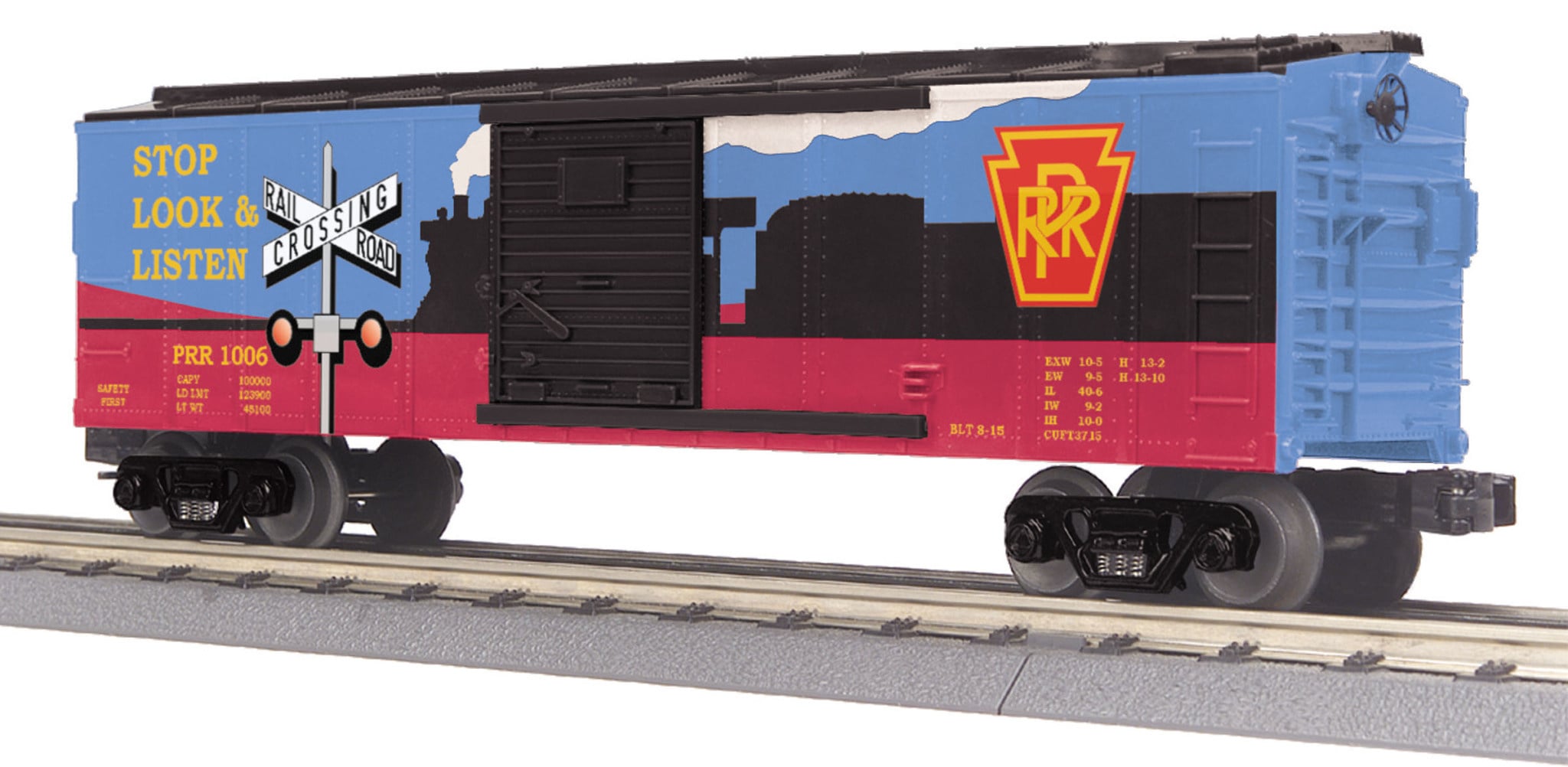 3074828 O Pennsylvania Railroad Steel Boxcar with LED Lights #1006