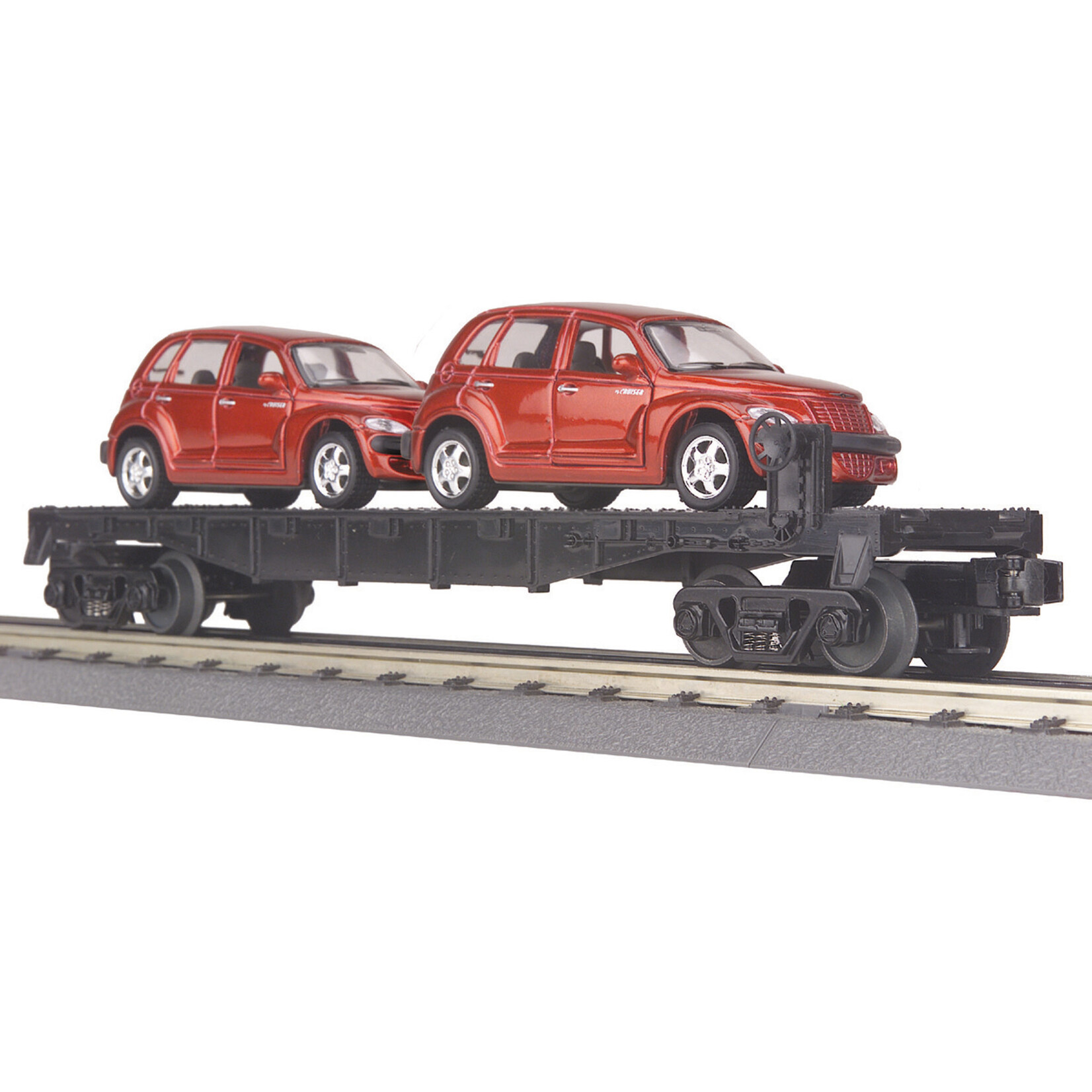 MTH 3076039 O Auto Transportation Flat Car with 2 Red PT Cruisers