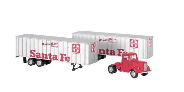 42232 HO 1950s SF Truck Cab w/2 Trailers