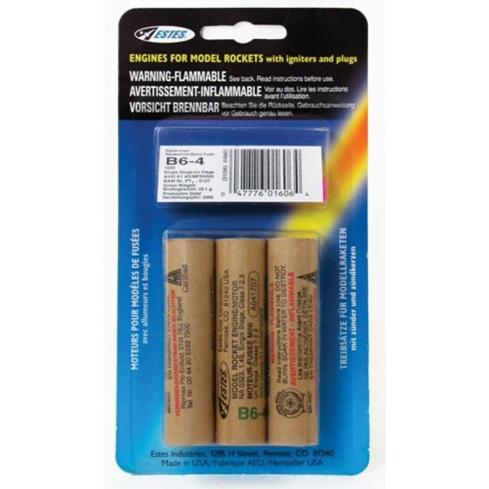 Estes 1606 B6-4 Engines - 3 Pack