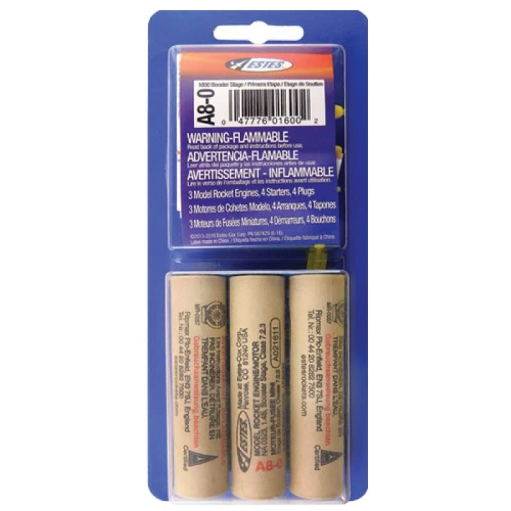 Estes 1600 A8-0 Standard Engines - 3 Pack