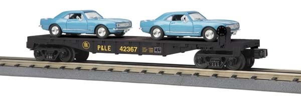 3076442 Flat Car w/(2) 1967 Camaros Pittsburgh & Lake Erie