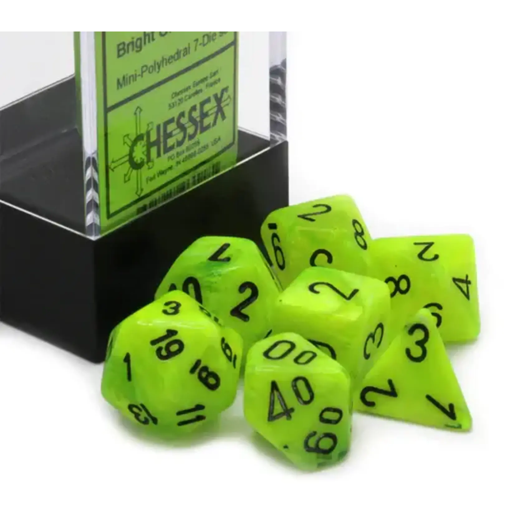 Chessex 20430 Mini Dice Black Bright Green