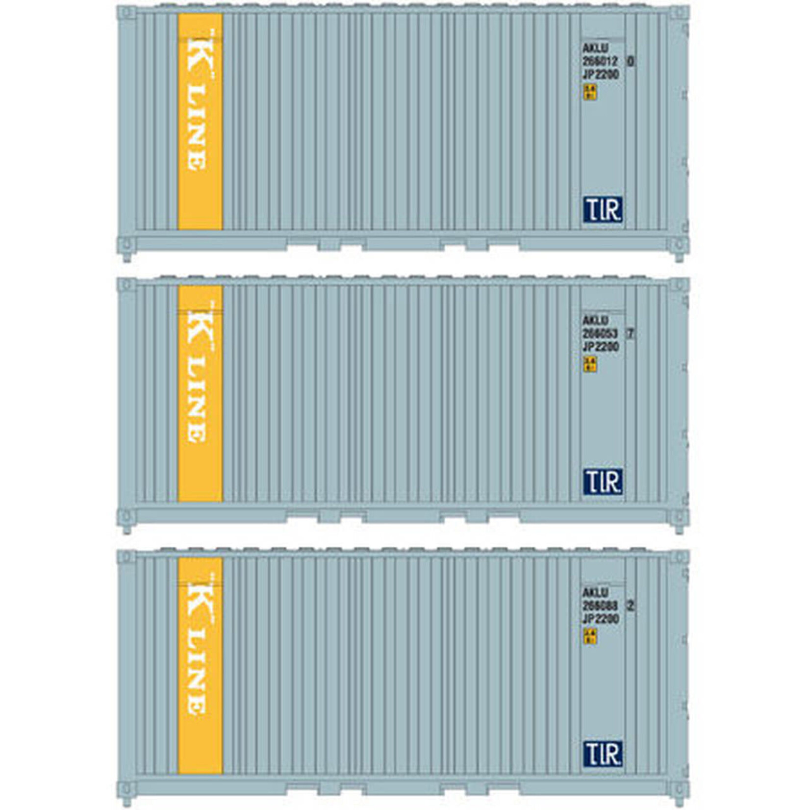 Athearn 17695 N 20' Corrugated Container KLINE 3pk