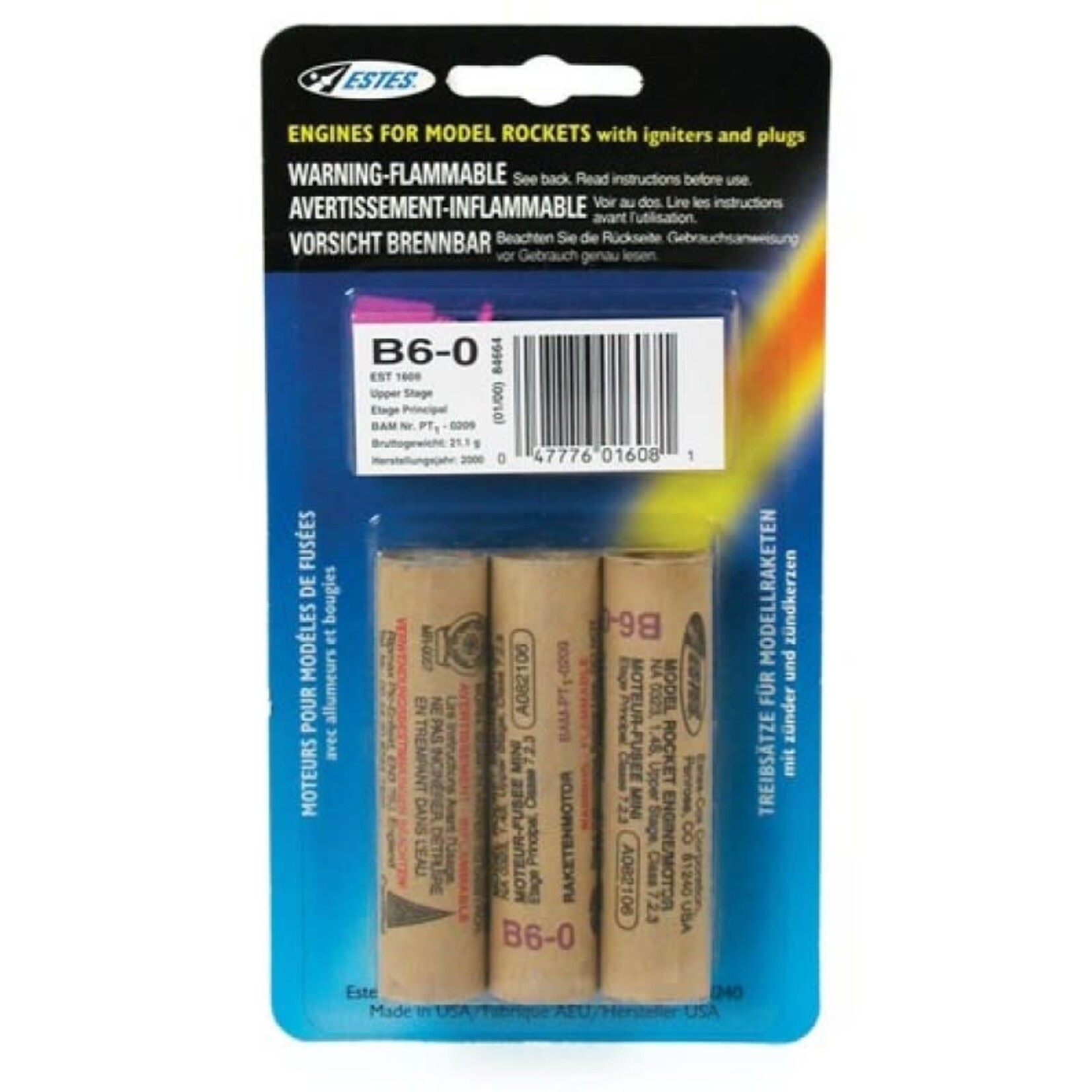 Estes 1608 B6-0 Engines - 3 Pack