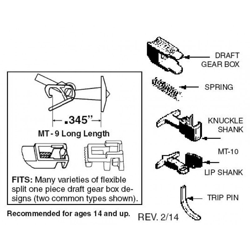 00130014 N Scale Unassembled long T shank coupler conversion.