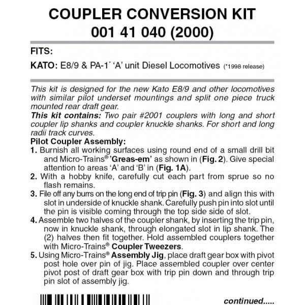 00141040 N Pilot Locomotive Coupler Conversion Kit