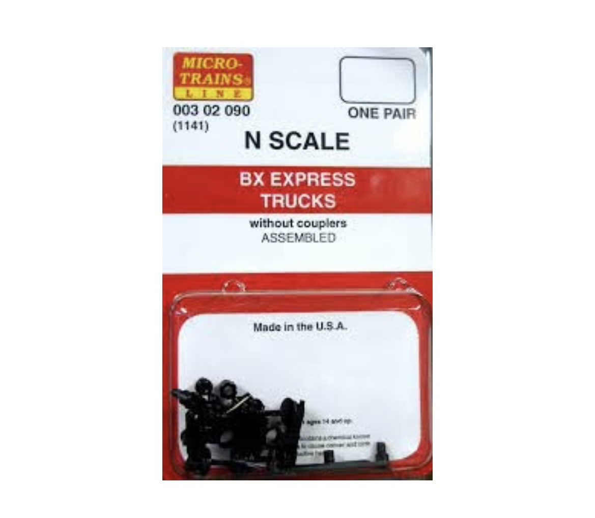 00302090 N Scale BX Express Trucks w/o couplers 1 pr (1141)