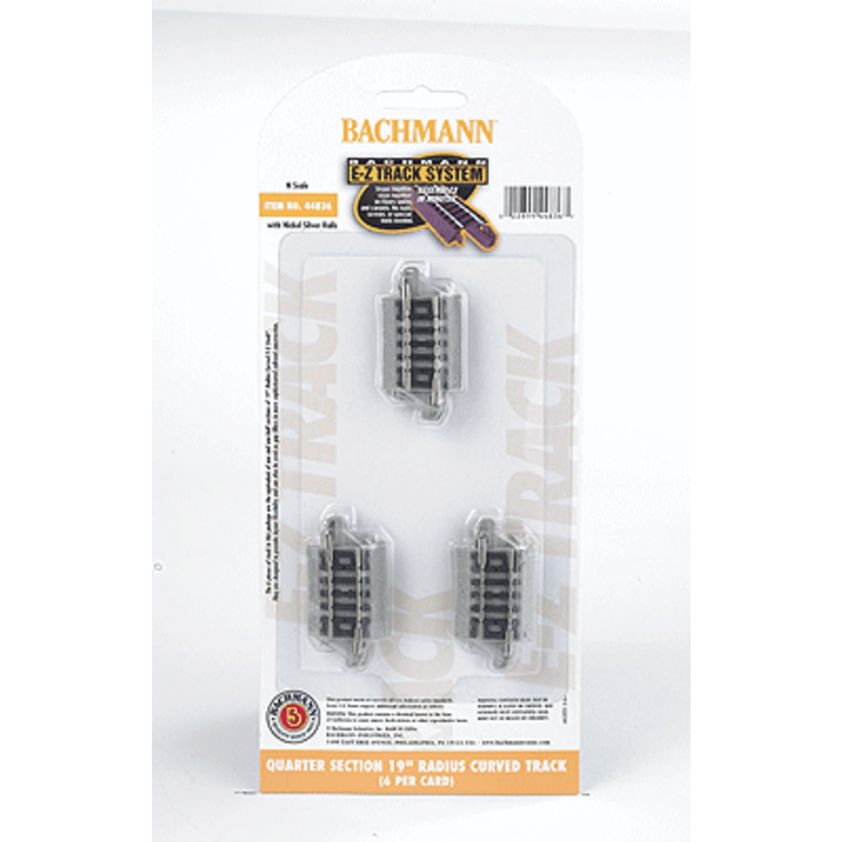 Bachmann 44836 N Quarter Sections 19" Radius Curves Track - 6 Pk
