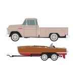 Classic Metal Works 40013 HO 1957 Chevy Step-Side Pickup Truck, Boat and Trailer