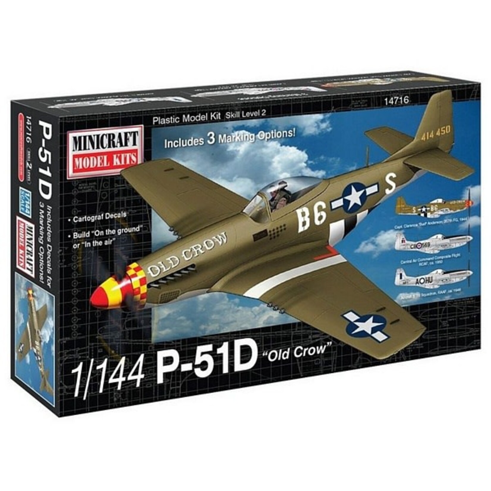 Minicraft 14716 1/144 P51D USAAF Old Crow Plastic Model Kit