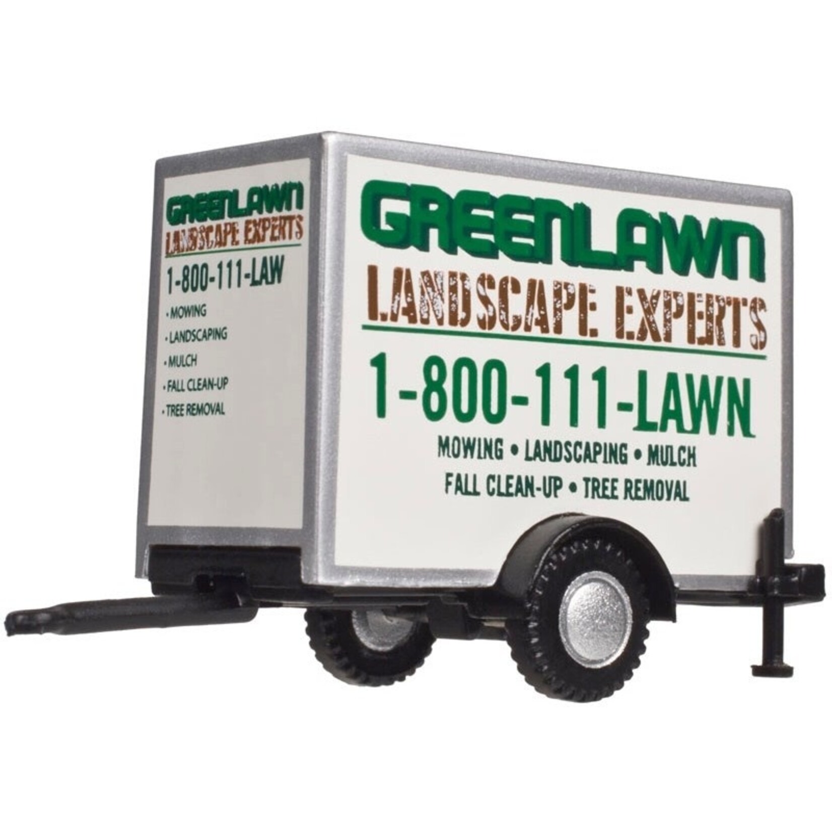 Atlas 60000097 HO Box Trailer w/Single Axle,GreenLawn Landscaping