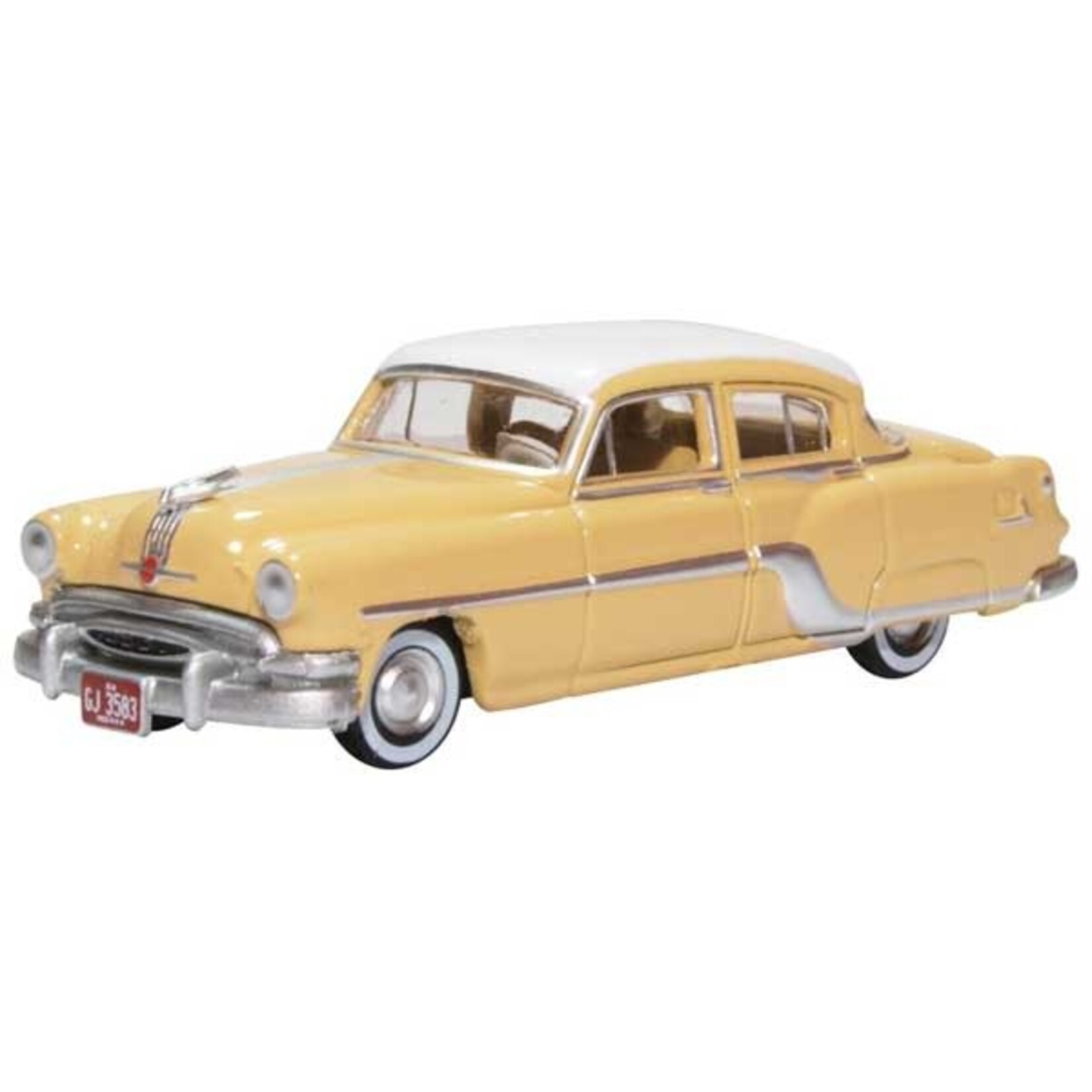 Oxford Diecast 87PC54002 HO Pontiac Chieftain 1954 Winter White/Maize Yellow