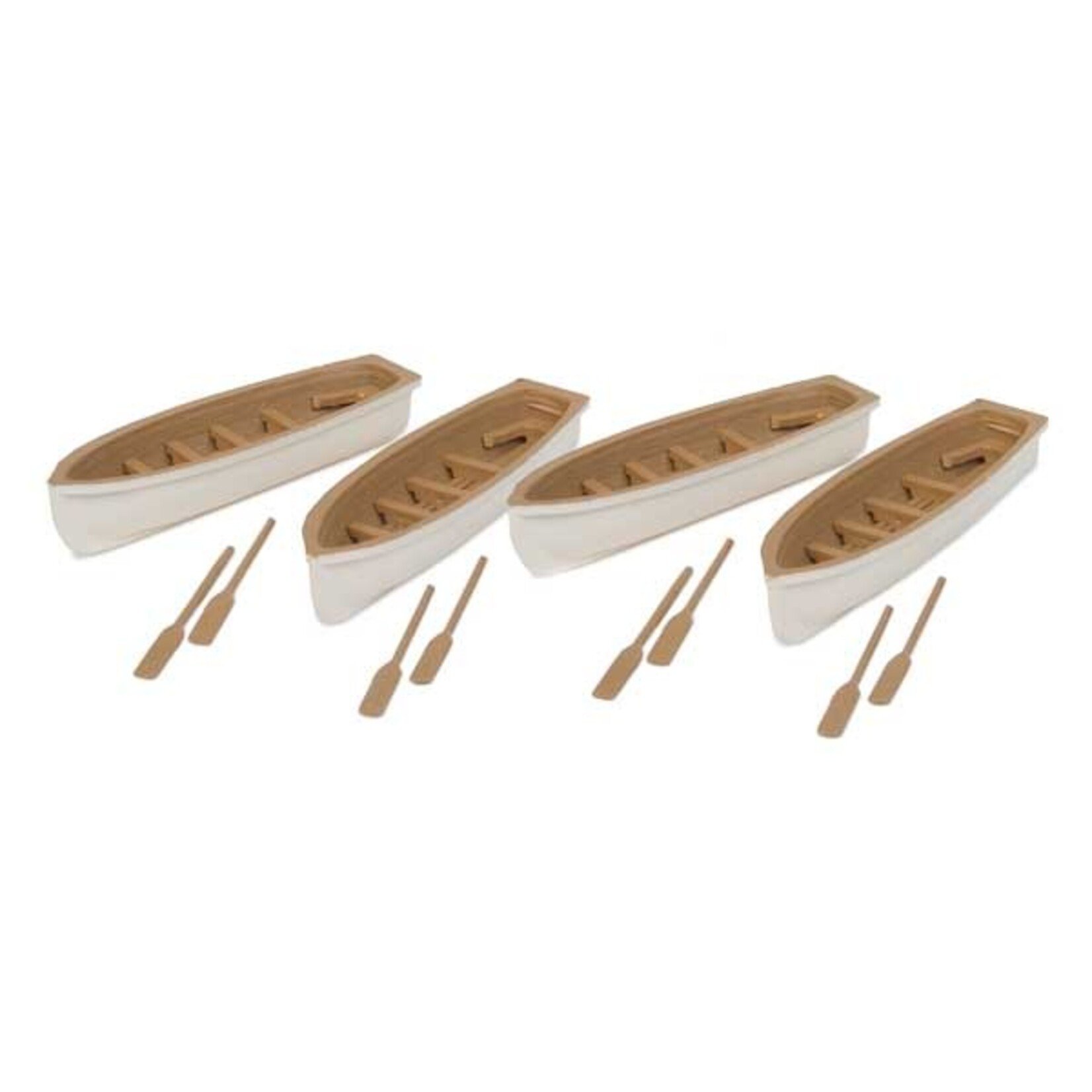 Walthers 9494163 HO Row Boat 4-Pack - Assembled -- White, Tan