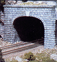 1257 HO Double Tunnel Portal, Cut Stone