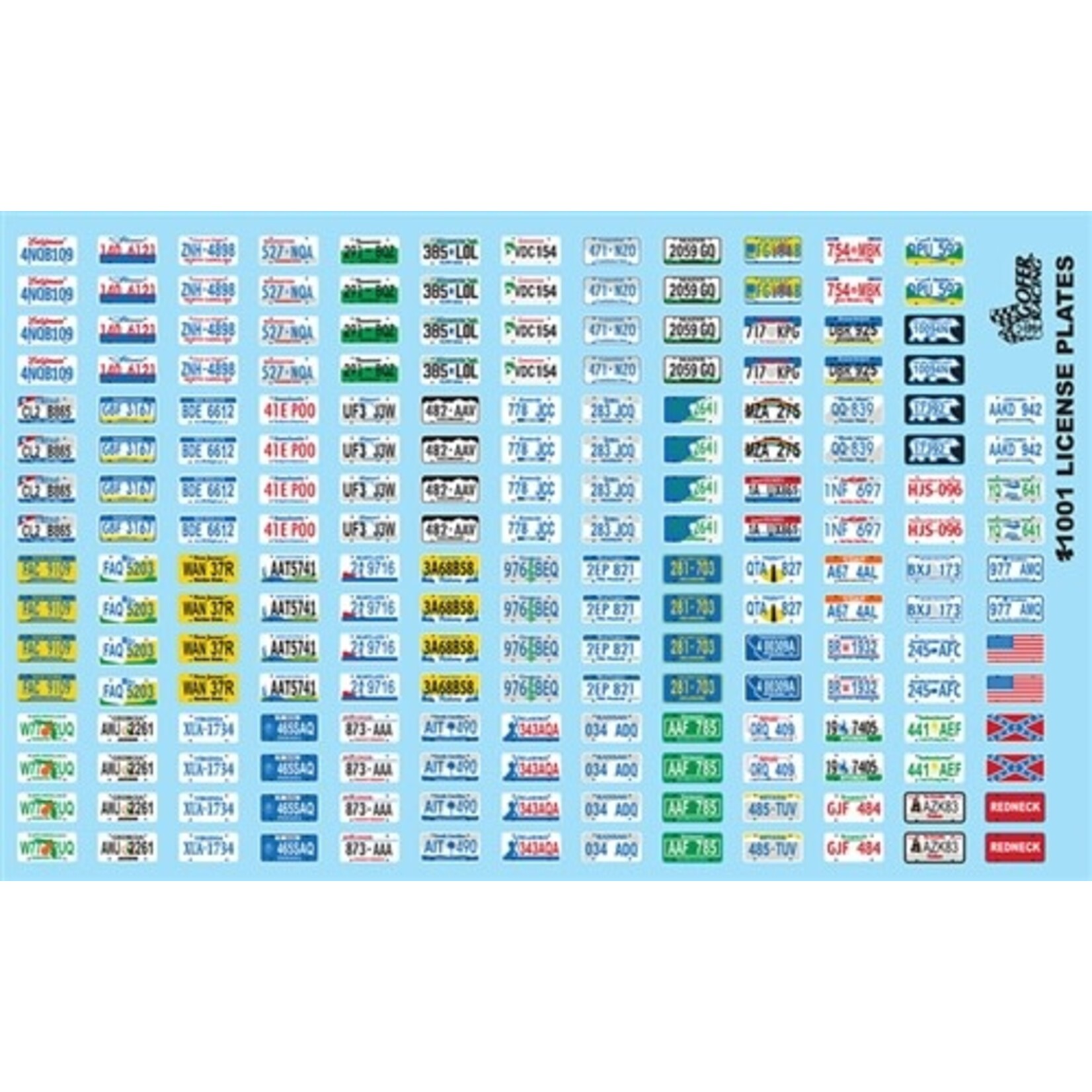 Gofer Racing 11001 License Plates Decal