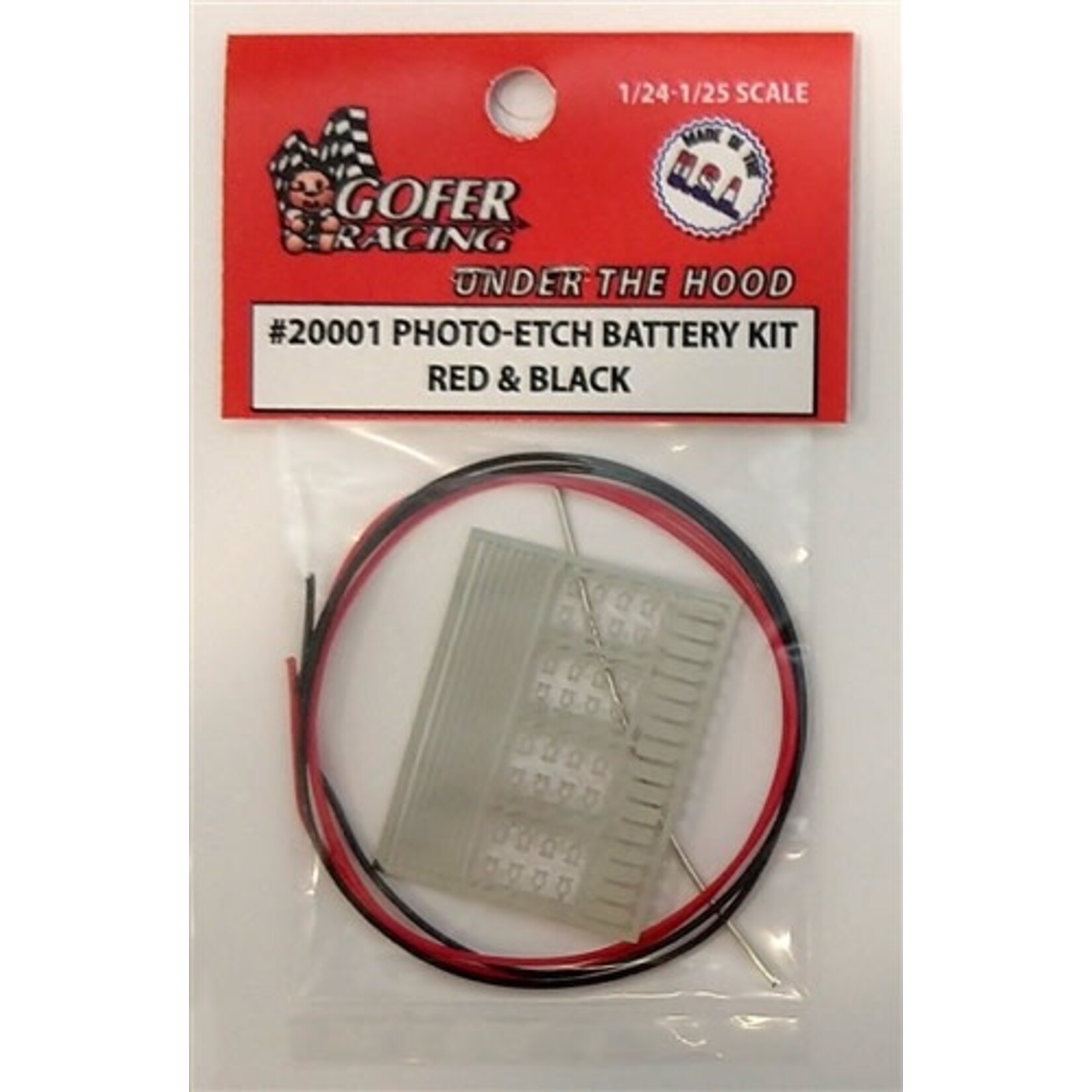 Gofer Racing 20001 Battery Kit Photo Etch Red/Black