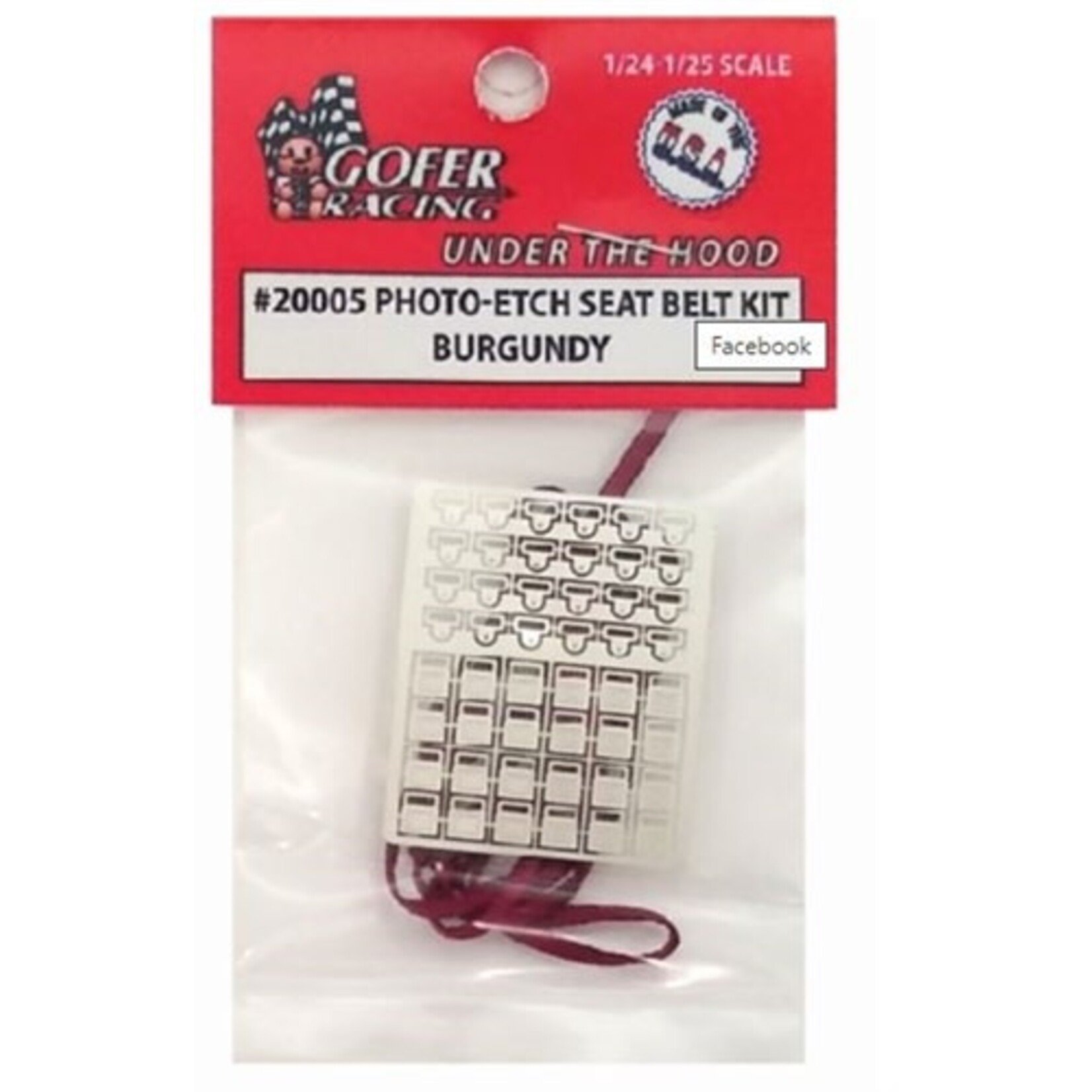 Gofer Racing 20005 Photo Etch Seat Belt Kit Burgundy