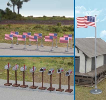 9494166 HO American Flags and Mailboxes -- 11 Post-1959 Flags, 8