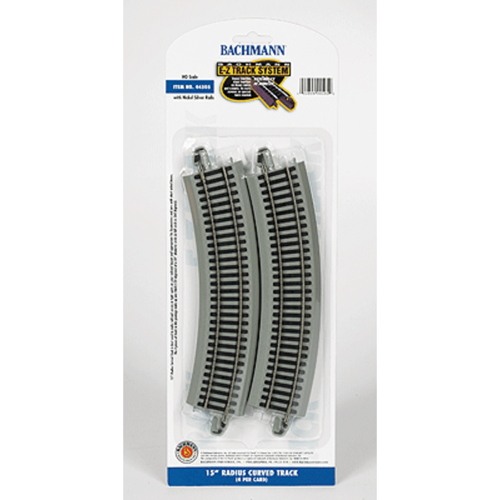 Bachmann 44505 HO E-Z Track 15" Radius Curve Track pkg(4)