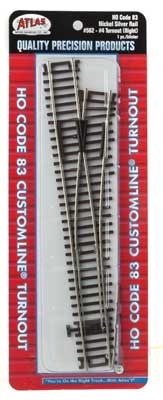 562 HO CODE-83 4 CUSTOM LINE TURNOUT RIGHT