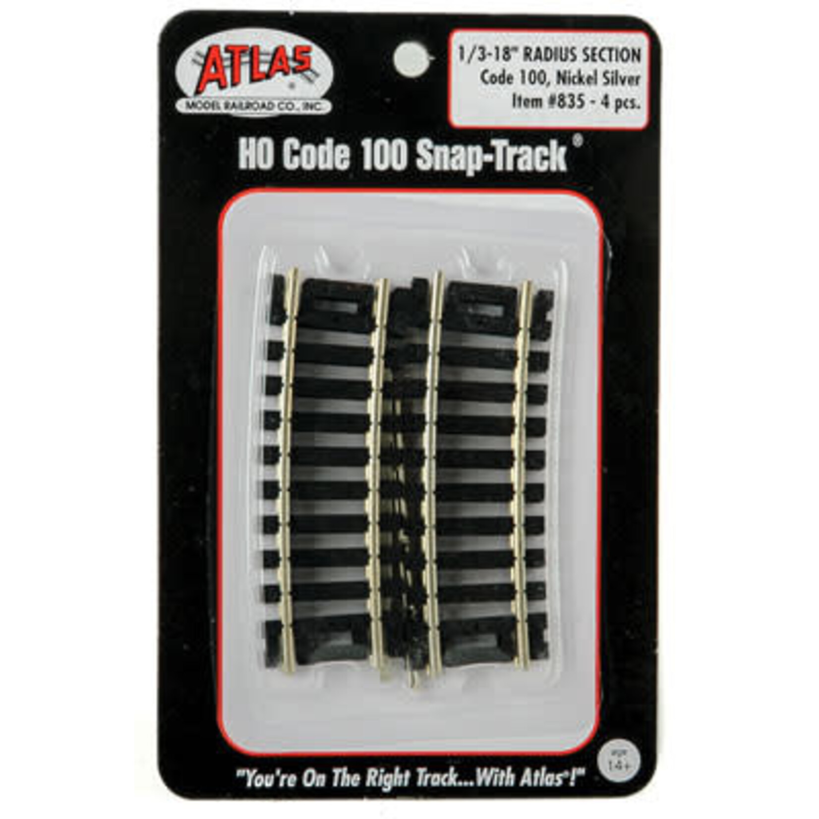 Atlas 835 HO Code 100 1/3-18'' Radius/4pk